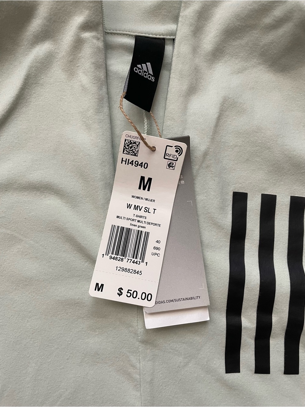 Adidas Mission Victory Slim Fit Tee in Linen Green - Picture 7 of 11
